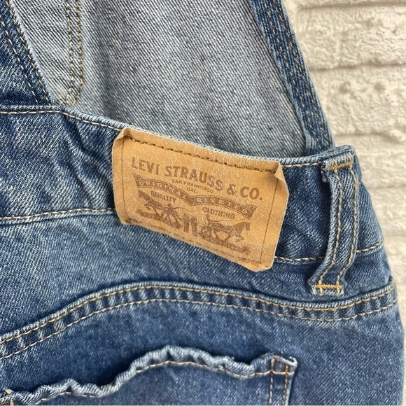 Levi's Denim Distressed Shortall Kids Size 16 - Picture 10 of 14